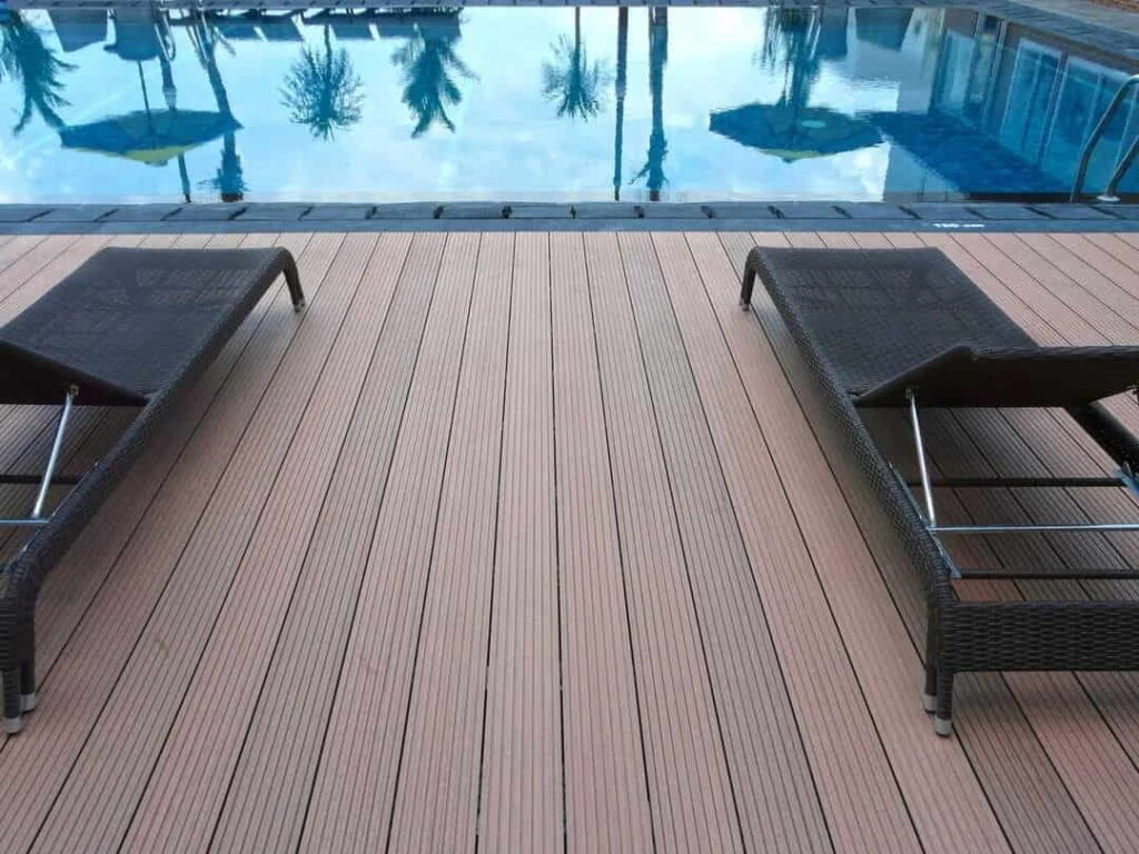 Swimming pool deck flooring